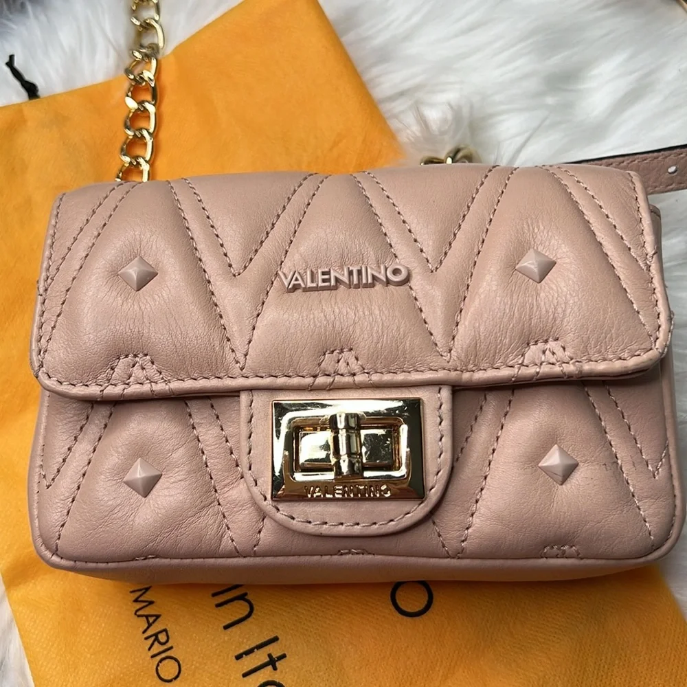 Valentino By Mario Valentino Papillon Studs Quilted Leather Crossbody Or Bum Bag - Picture 7 of 17